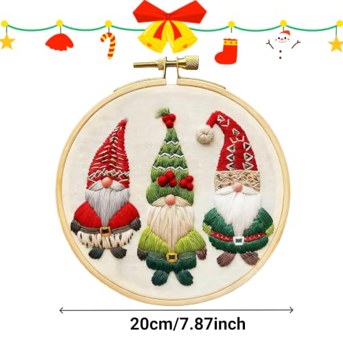 YOUDRN Christmas Embroidery Kits, Gnomes Embroidery Kits for Adults - color: Christmas gnome