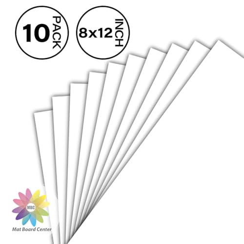 Mat Board Center 10 Pack Uncut Mat Boards, 8x12 White Matboards - size: 8x12