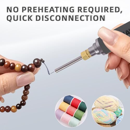 Rechargeable Dual-Heating Thread Burner Kit,Cordless Thread Zapper with Replacement Tip,Cleaning Brush,Tool Stand,Burning Pen for Jewelry Making,Beading,Leather Craft,Sewing,Weaving and Stringing-Grey