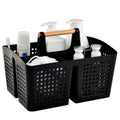 Portable Shower Caddy Basket with 3 Compartments and Handle, Black - color: Black