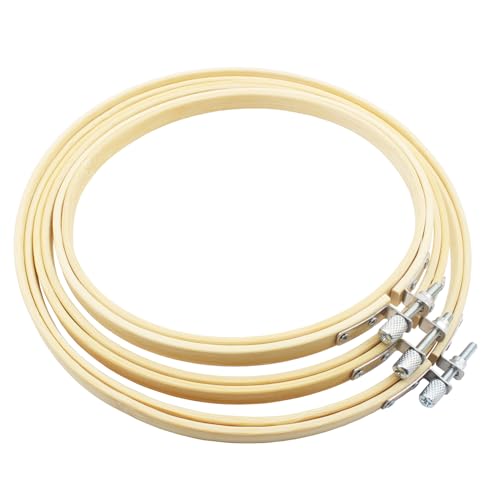 Lamvbls 3 Pcs Embroidery Hoops Set, Round Wood Bamboo Adjustable Circle Cross Stitch Hoop Ring, Wooden Embroidery Frames for Art Craft Sewing – 6/7/8 Inch - size: 6, 7, 8 inch