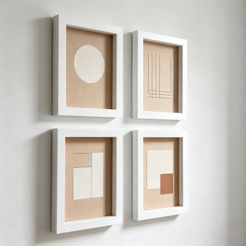 7x10 Picture Frames Set of 10.White Solid Wood Wall Mounted Frames - size: 7x10