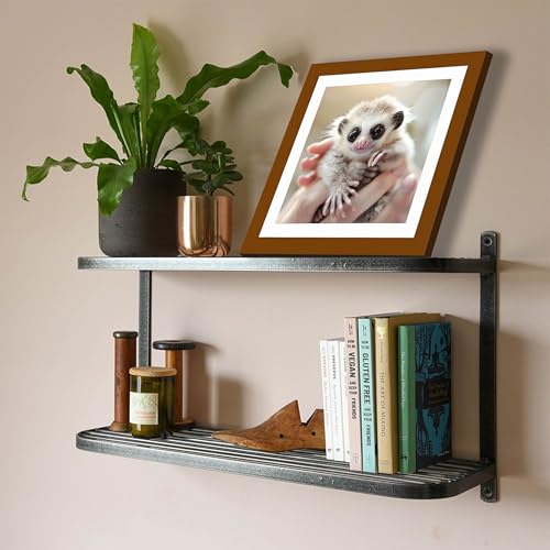 Betionol Diamond Painting Frames 2 Pack, Display 12x12in/30x30cm Diamond Painting Pictures or Photos, Brown Natural Solid Wood Picture Frame with Acrylic Protection Glass, Back Mat And Hanging Kit - style: Brown - Double