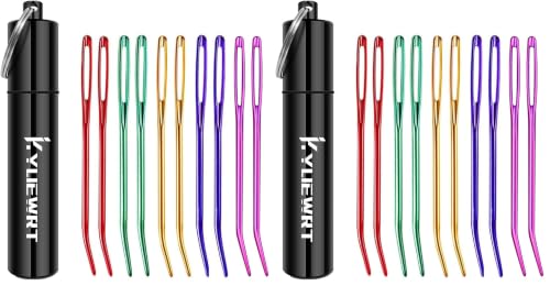 Premium Tapestry Needle & Weaving Needle Set for Crochet, Anodized 6063 Aluminum Bent Tip Yarn Needles with Portable Storage Tube for Crochet Finishing, Amigurumi & Knitting (Pack of 2) - size: 2.8 inches (Pack of 2)