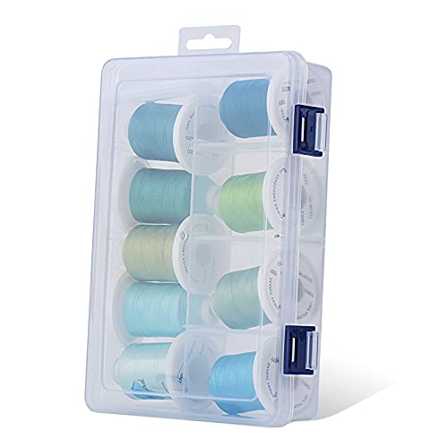 Simthread Embroidery Thread with Storage Box - 800 Yards/Spools - color: Turquoise and Mint Green