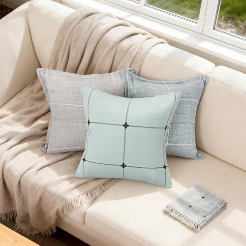 Green Linen Plaid Throw Pillow Covers 18x18 Set of 1 - color: Green Plaid, size: 18" x 18" (Pack of 1)