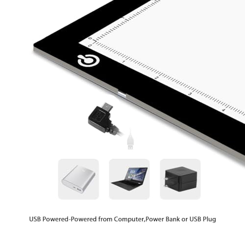 LitEnergy A4 LED Copy Board Light Tracing Box, Adjustable USB Power Artcraft LED Trace Light Pad for Tattoo Transferring, Drawing, Sketching, Animation, Stenciling, Diamond Art Painting Accessories - color: BLACK, size: 8.3 x 11.7 inches