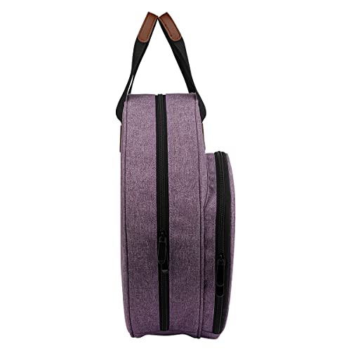 OTRIEK Shinyzone Cross Stitch Storage Bag Purple,Embroidery Projects Bag,Sewing Crafts Storage Tote Bag,Knitting Bags with Zipper Pockets Organiser for Embroidery Hoops,Charts and Threads - color: Purple