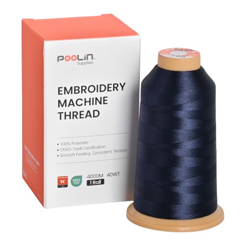 Poolin Polyester Machine Embroidery Thread 4000M 40WT Navy 0760 - color: Navy 0760