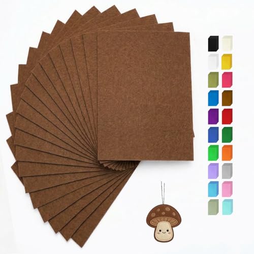 Brown Felt Fabric Sheets Stiff 20 Pcs 8" X 12" 1mm Thick - color: Brown