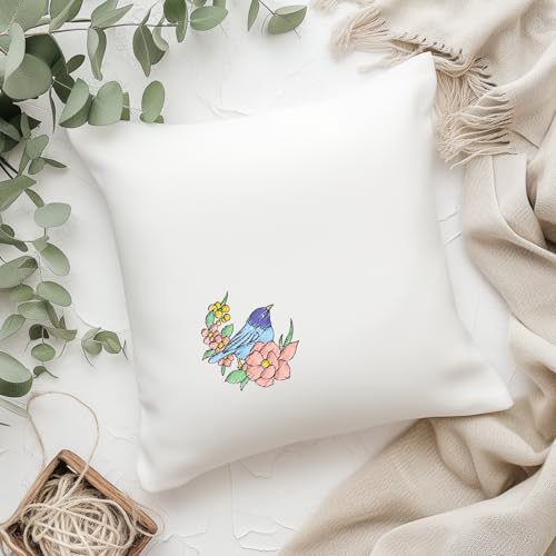 ORIGACH 4 Sheets Water Soluble Embroidery Patterns Stabilizers - Pre-Printed Birds & Flower Garlands Designs - Stick & Stitch Embroidery Paper for Hand Sewing Lovers - color: Birds & Flower Garlands