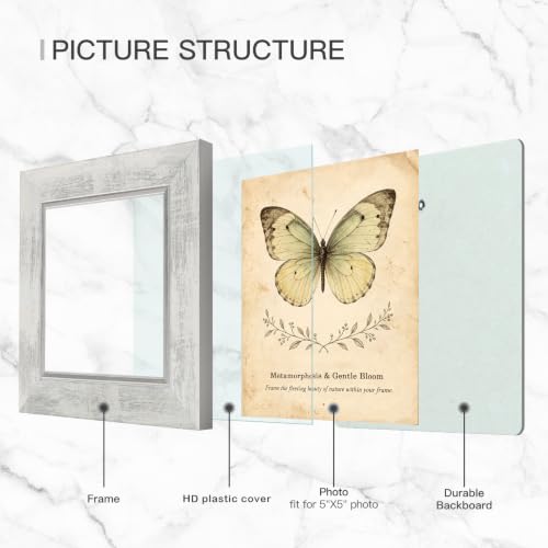 XUANLUO 5x5 Picture Frames Set of 4,Rustic Retro Photo Frame(White) - color: White-4pcs, size: 5 x 5 inch