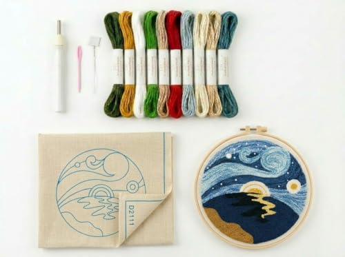 Meoe&heome Punch Needle Kit for Beginners, DIY Embroidery Set with 20+ Patterns(Starry Night) - color: Starry Night
