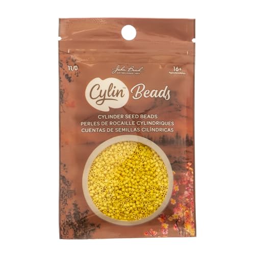 John Bead 25g Cylin Beads Opaque Yellow Matte 11/0 Glass Cylindrical Seed Beads for Jewelry Bracelets Necklaces Earrings Making Embroidery - color: Opaque Yellow Matte