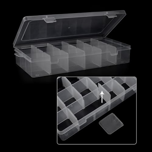 Embroidery Floss Organizer, 1 Removable 18 Compartments Cross Stitch Thread Storage Box with 100 Plastic Embroidery Floss Bobbins, 1 Floss Winder and 1 Marker - color: Transparent