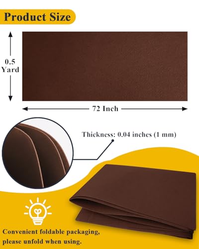 Brown Felt Fabric 72" x 18", Large Stiff Craft Felt Sheet by The Yard - color: Brown, size: 72" X 18" (0.5 Yard)