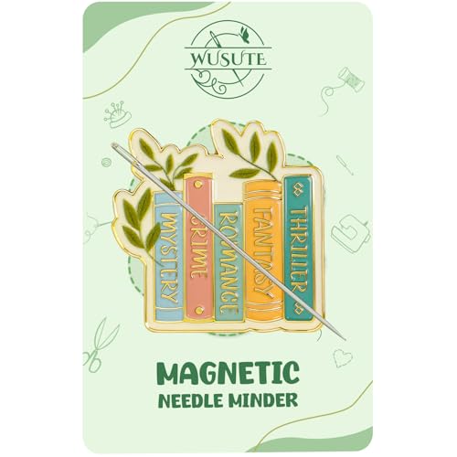 WUSUTE Book Lover‘s Needle Minder for Cross Stitch, Bookshelf Needle Minder Magnet for Organizing, Embroidery Sewing Needle Holder Needlework Accessories
