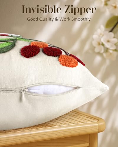 Embroidered Throw Pillow Cover, 20x12 Inch, Bird Branch - color: Tree Bird, size: 20" x 12" (Pack of 1)