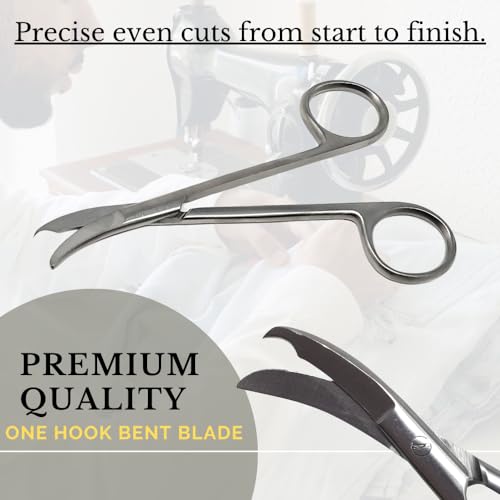 Small Scissors all Purpose, Sharp Mini Detail Craft Shears with Precision Angled One Hook Tip Design, Ideal for Thread Cutting, Sewing, Knitting, Embroidery, Stainless Steel Snips (Silver - 4.5") - color: Silver - 4.5"