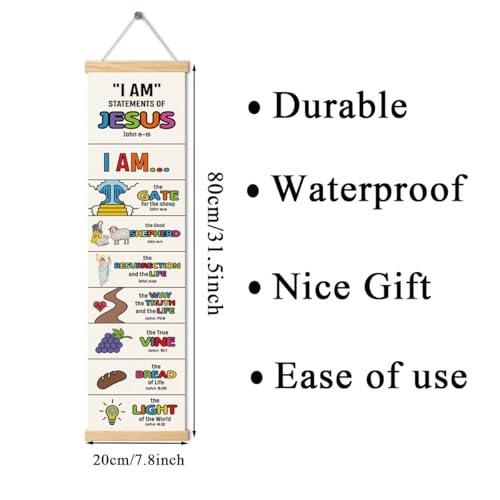 Christian Wall Poster, I am statements of Jesus Poster, Door Hanging Decors, Bible Verse Lesson Tool, Bible Verse Home Decor, Living Room Decor, Family Hanging of Scripture and Words Decorations 05 - color: Style 5