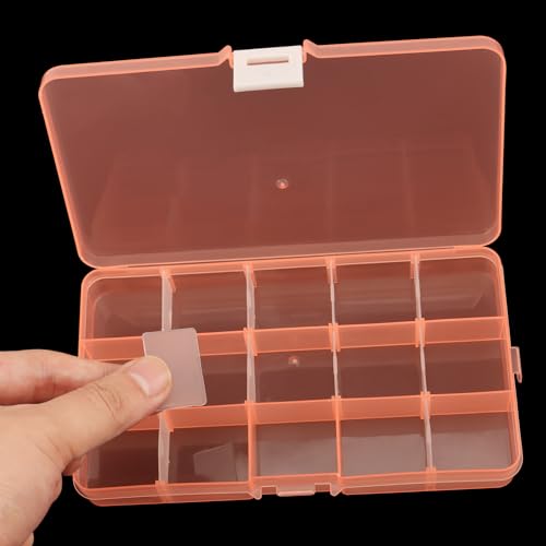 KINJOEK 32 Pack 15 Grids Plastic Bead Organizer Bulk Containers Storage, Adjustable Divider Diamond Jewelry Craft Painting Storage Case, Colors Small Fishing Tackle Box for Sewing Cross - color: Colored, size: 15Grid 32PCS