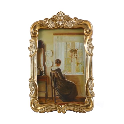Vintage Picure Frames 4x6 Antique Victorian Gold Bronze Picture Frames for Tabletop and Wall Mount Ornate Retro Home Decor Gallery Wall Art (4x6 inch) - color: Golden Bronze, size: 4x6