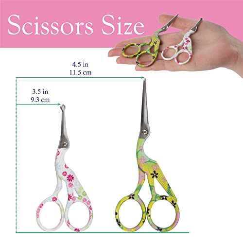 Stork Bird Rounded Safety Tip Embroidery Craft Stainless Steel Crane Scissors - Assortment C - 2 Pairs - color: Assortment C, size: 2 Pairs