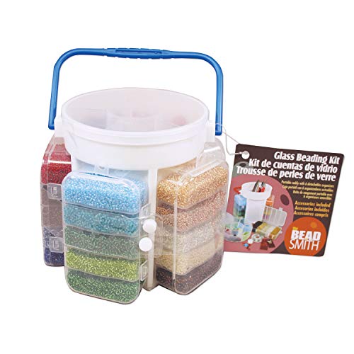 The Beadsmith Portable Bead Caddy - Bead Set w/Jewelry Making Supplies, Includes 1000+ gm of Seed Beads Plus Accessories & Storage