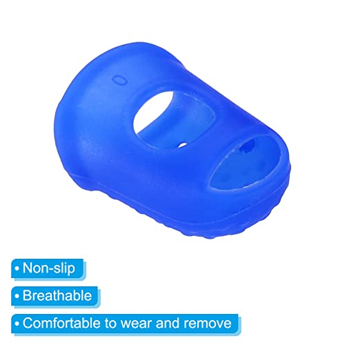 PATIKIL Rubber Finger Tips, 16 Pack Silicone Thumb Fingertip Protector Covers Pads Thimble for Guitar Playing Office Counting Sewing, Clear, Blue 4 Size