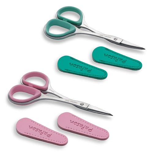 PAFASON Small Travel Sewing Embroidery Scissors Set Curve Straight Tip - color: Green+pink