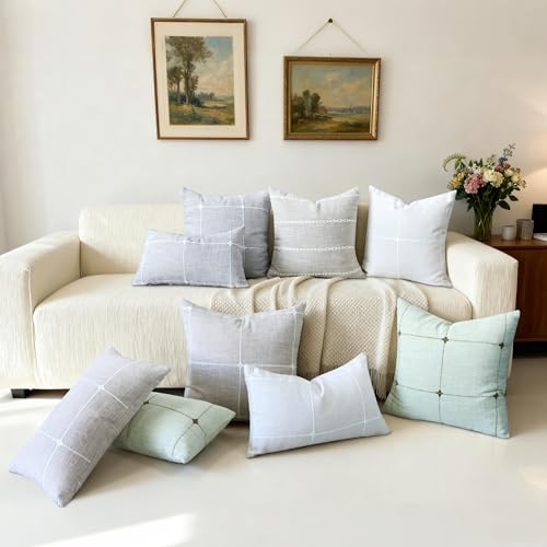 Tan Linen Plaid Throw Pillow Covers 20x20 Set of 1 - color: Coffee Plaid, size: 20" x 20" (Pack of 1)