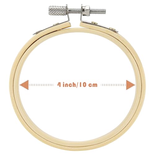 Yorwex 12 Pieces 4 Inch Embroidery Hoops Adjustable Wooden Circle Cross Stitch Hoop Ring for Art Craft Handy Sewing and Christmas Ornaments - style: 4 inch
