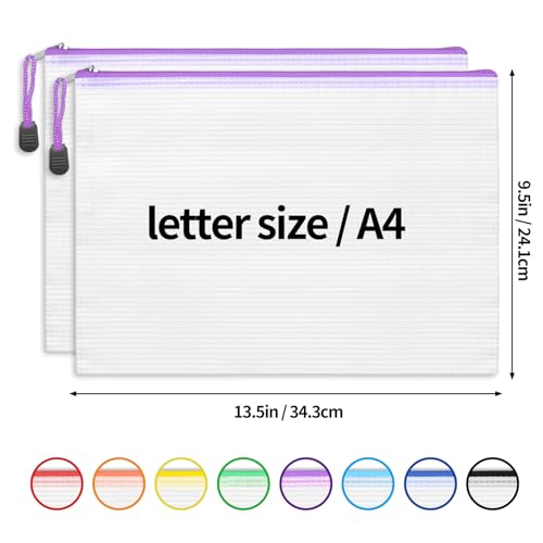 EOOUT 32pcs Mesh Zipper Pouch Bags, Mesh Bags with Zipper, Zipper Pouch for Organizing, Letter Size, A4 Size, for Office Supplies, Puzzles - style: 32pcs
