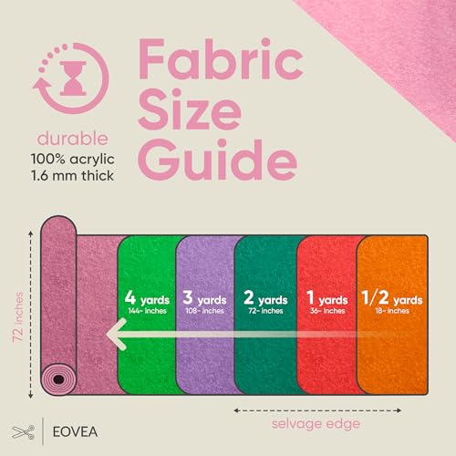 EOVEA - Acrylic Felt Fabric by The Yard - Soft and Durable 72" Wide & 1.6mm Thick Felt Sheets for DIY Crafts, Sewing, Upholstery, Cushion, Padding, Costumes(Baby Pink, 1 Yard) - color: Baby Pink, size: 1 Yard