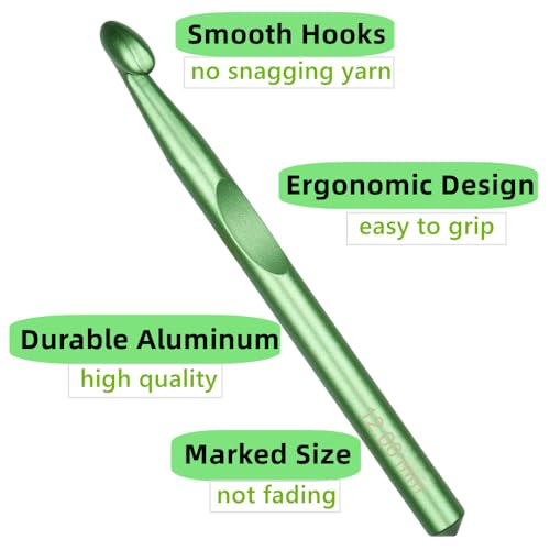 Large Crochet Hooks,15mm 12mm 10mm 9mm 8mm 7mm 6.5mm Crochet Hooks for Chunky Yarn - color: Red