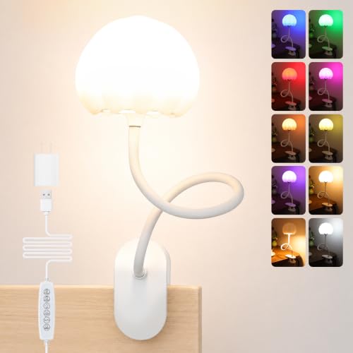 ShineTech Clip-On Reading Light for Bed, 10 RGB Colors Book Light for Dorm