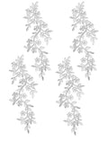 4 Pieces 10x5inch Long Patch Flower Vine with Leaf Iron on Patch Embroided Applique for Garment Curtain Pillow Blanket Trimming Shoes Jeans Clothing Embelishments (Silver) - color: Silver