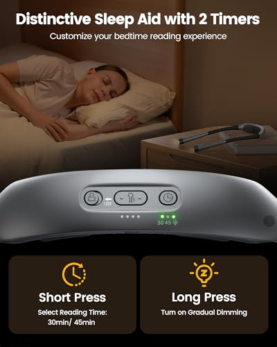 Glocusent Neck Light with Timer, 100 Hours Book Light for Bedtime Reading - color: Gray