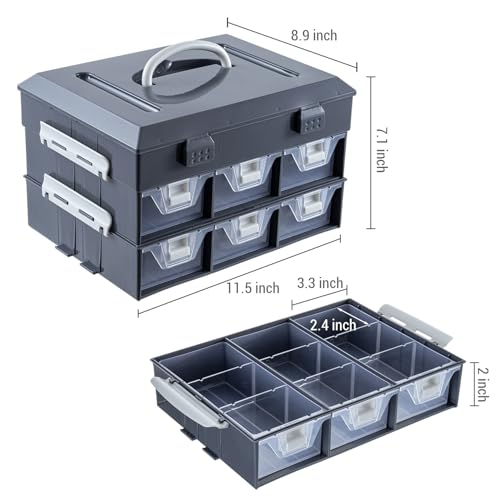 MyGift 11 Inch Hardware Organizer Case 24 Compartments 6 Drawers Gray - color: Dark Gray