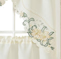 GOHD Lily Fragrance 3pcs Colorful Embroidery Kitchen Cafe Curtain Set.Beige - color: Beige