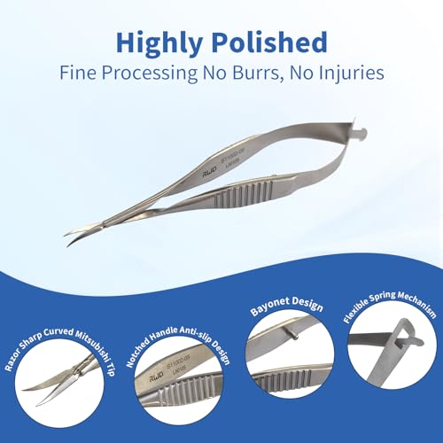 RWD VANNAS Micro Spring Scissors, 3.2" Curved Tapered Tip (S11002-08) - size: Curved Tapered Tip - S11002-08