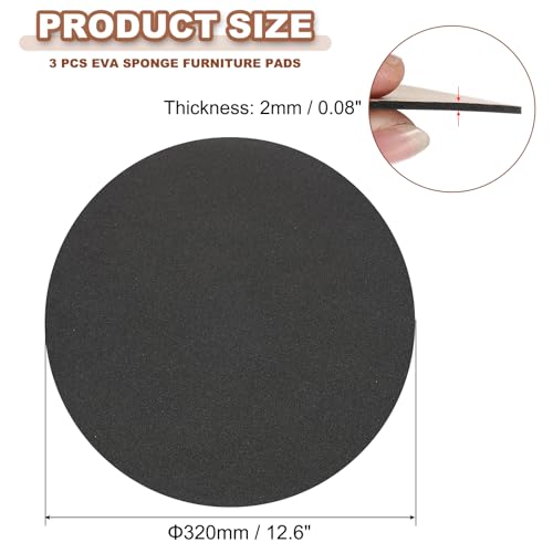 PATIKIL 12.6 Inch Diameter Lamp Base Felt 3Pack 2mm Thick Foam Adhesive Non-Slip EVA Protection Pad Mat for Lamp Furniture DIY Craft, Black - size: 12.6 Inch