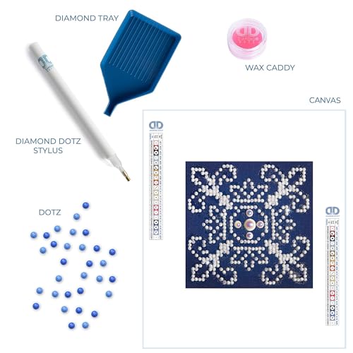 DIAMOND DOTZ White on Blue Pattern Diamond Painting for Adults with Gems