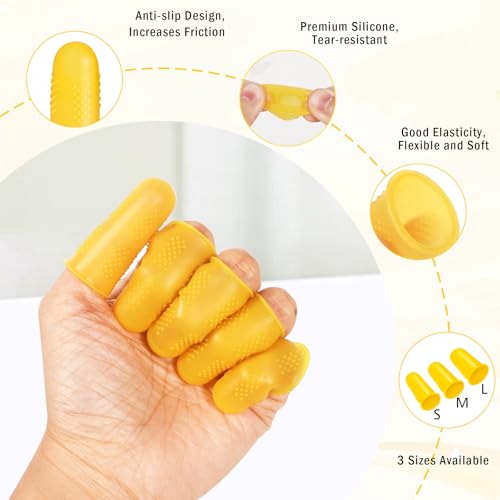 24pcs Silicone Finger Protectors,Rubber Fingers Tips, 3 Sizes