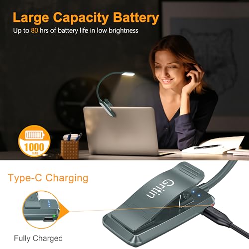 Gritin 9 LED Rechargeable Book Light for Reading in Bed - color: Pacific Blue