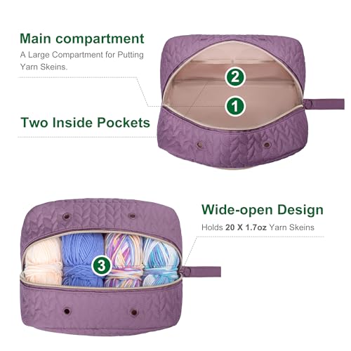 KarSyon Crochet Bag for Yarn Storage Knitting Crochet Supplies Accessories - color: Purple