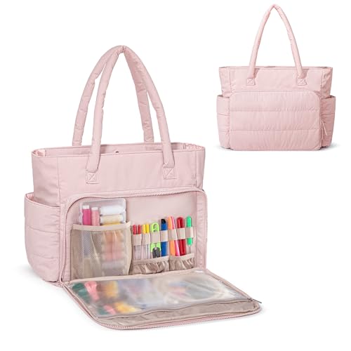 Teamoy Puffy Embroidery Bag Organizer, Cross Stitch Bag, Pink - color: Pink