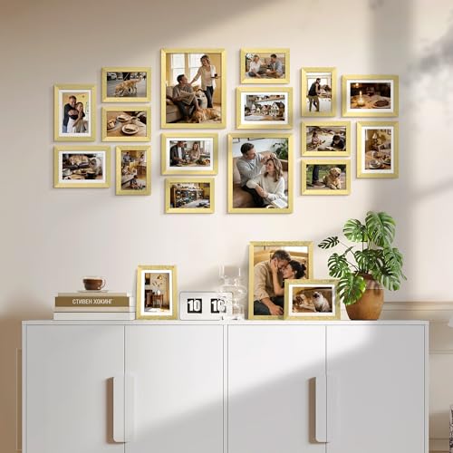 upsimples Picture Frames set of 19, Including 8x10, 5x7, 4x6 Gold Frame - color: Gold