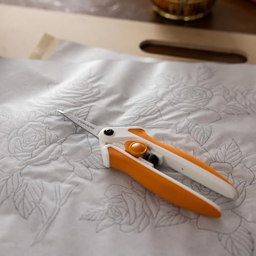 Fiskars Micro-Tip Spring Assisted Scissors, Precision Cutting Stainless Steel Blades, Comfort Handle, Cut Details in Fabric, Sewing Scissors and Arts and Crafts Tools (Pack of 12) - style: Micro-Tip Stainless Steel Easy Action (Pack of 12)