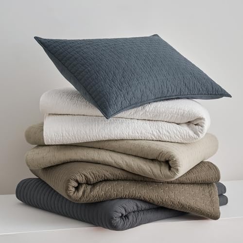 EverGrace 100% Cotton Cross Stitch 3-Piece Quilt Set, King, Driftwood - color: Driftwood, size: King/Cal King (108" X 96")